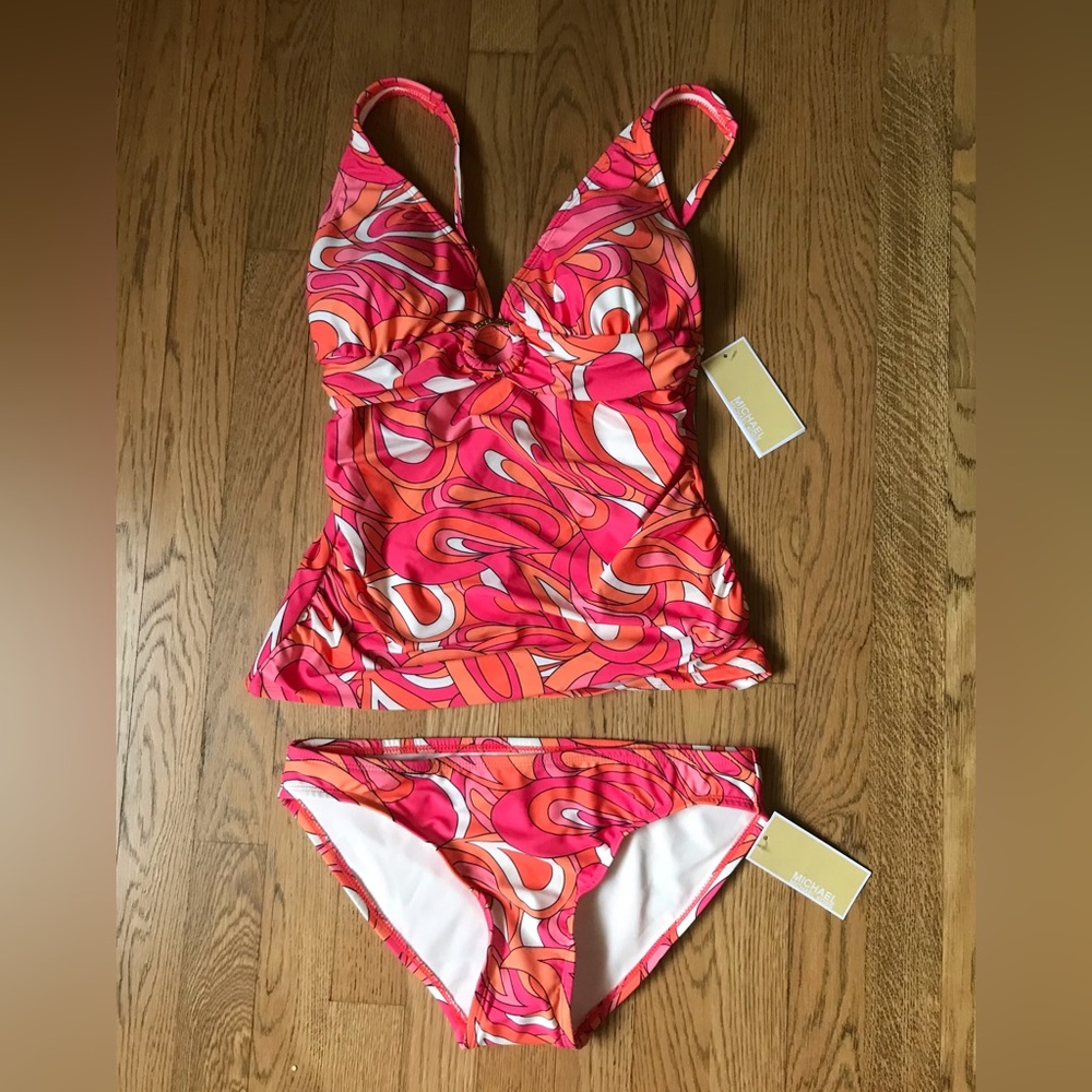 Michael Kors retro vibe tankini Size S NWT